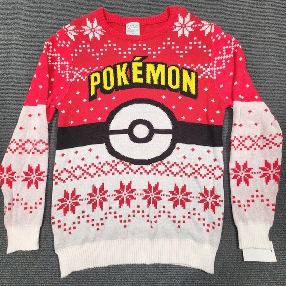 Pokemon Other - Pokemon Sweater Mens XL Red Pokeball Snowflake Holiday Ugly Christmas Sweater
